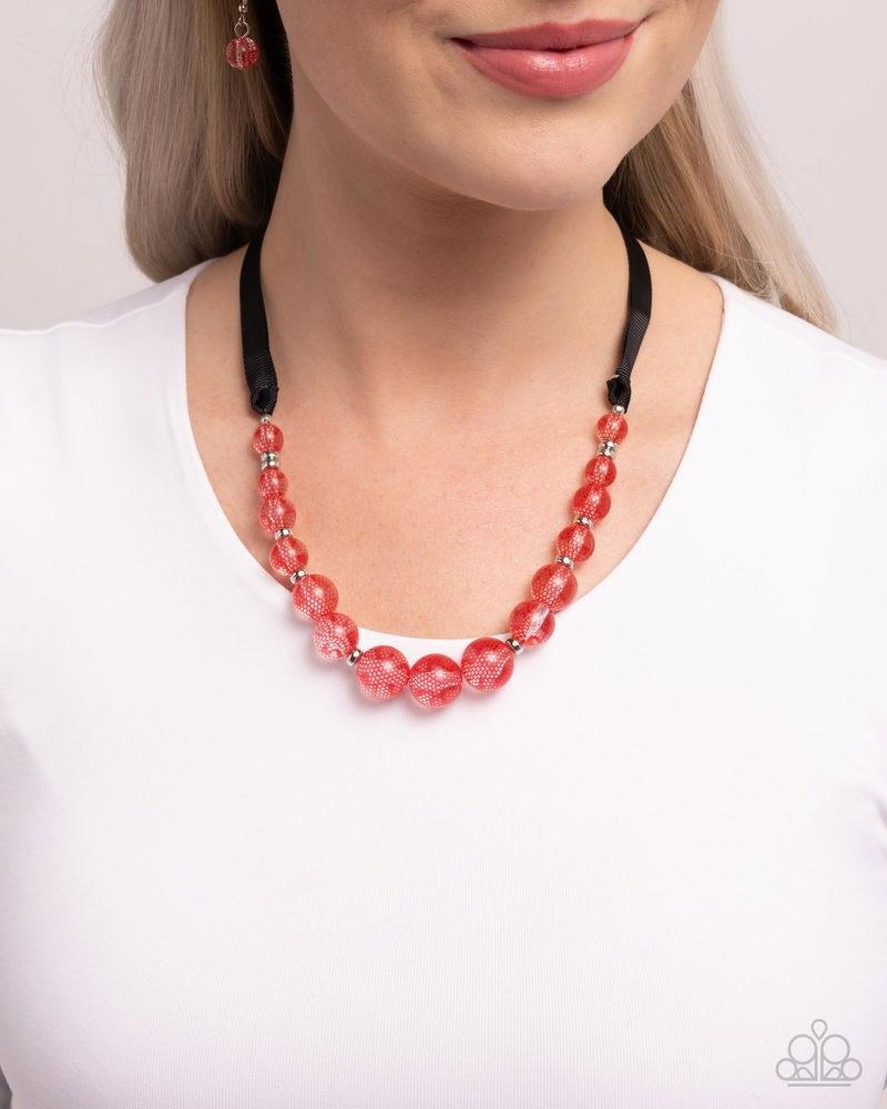Lace Maker Red Necklace - Paparazzi Accessories- lightbox - CarasShop.com - Paparazzi Jewelry by Cara Jewels