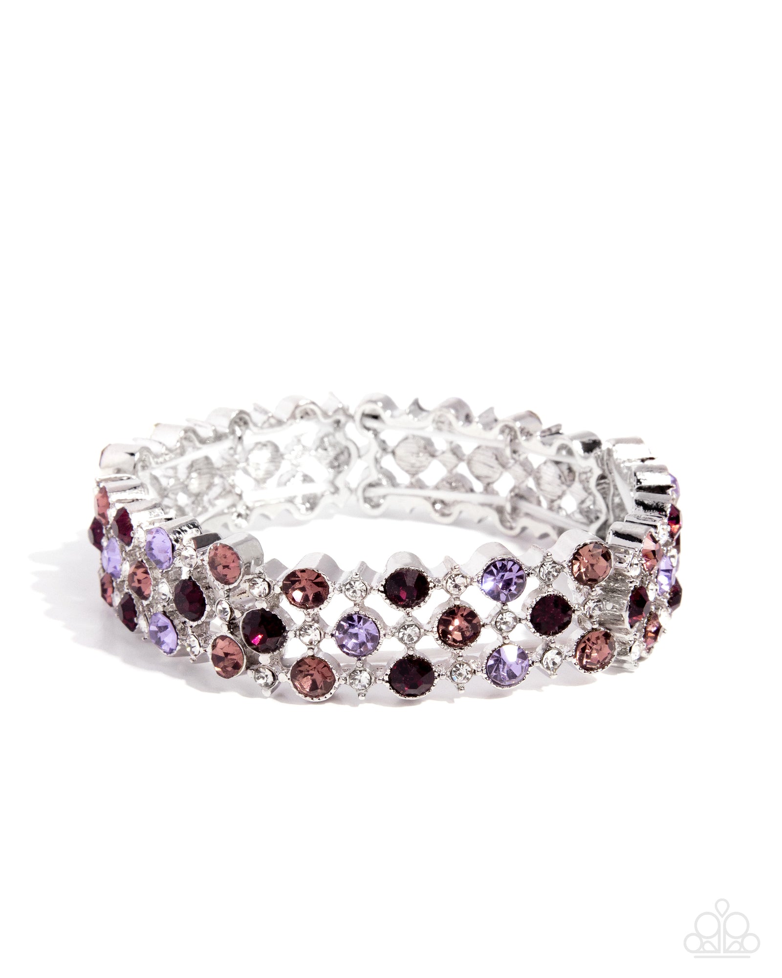 Ladylike Lattice Purple Rhinestone Bracelet - Paparazzi Accessories- lightbox - CarasShop.com - Paparazzi Jewelry by Cara Jewels