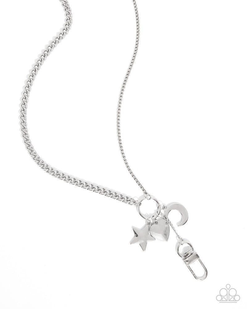 Lanyard Legacy Silver Necklace - Paparazzi Accessories- lightbox - CarasShop.com - Paparazzi Jewelry by Cara Jewels