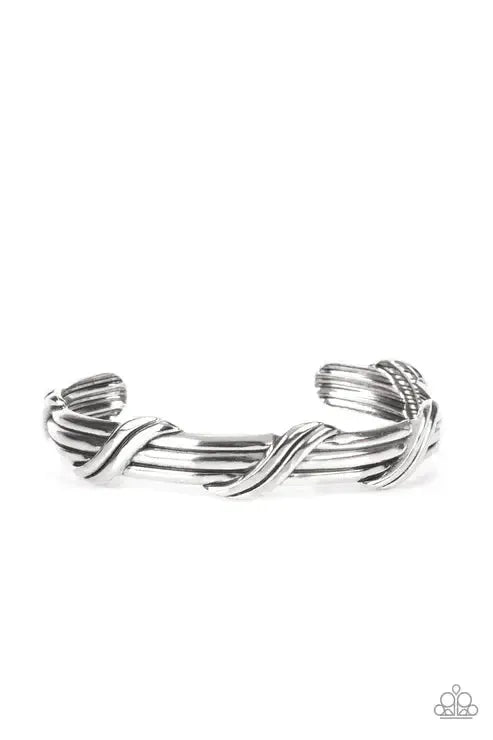 Last Man Standing Men's Silver Cuff Bracelet - Paparazzi Accessories- lightbox - CarasShop.com - Paparazzi Jewelry by Cara Jewels