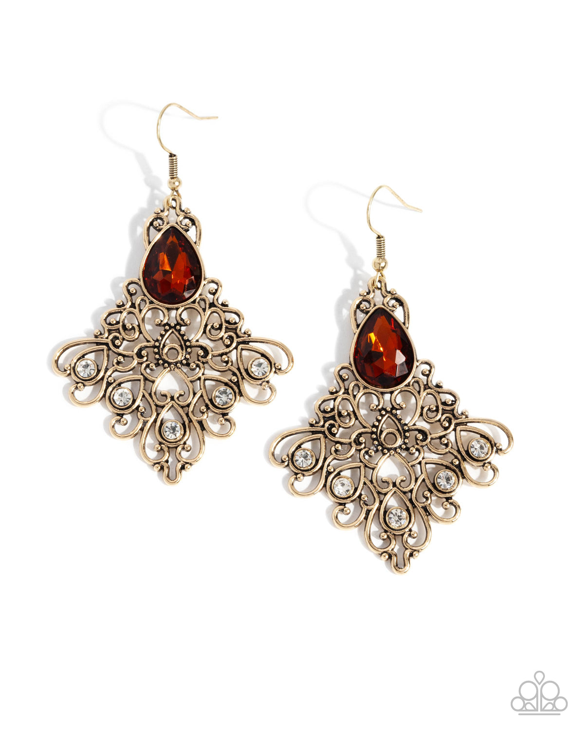 Lattice Legacy Brown Gem Earrings - Paparazzi Accessories- lightbox - CarasShop.com - Paparazzi Jewelry by Cara Jewels