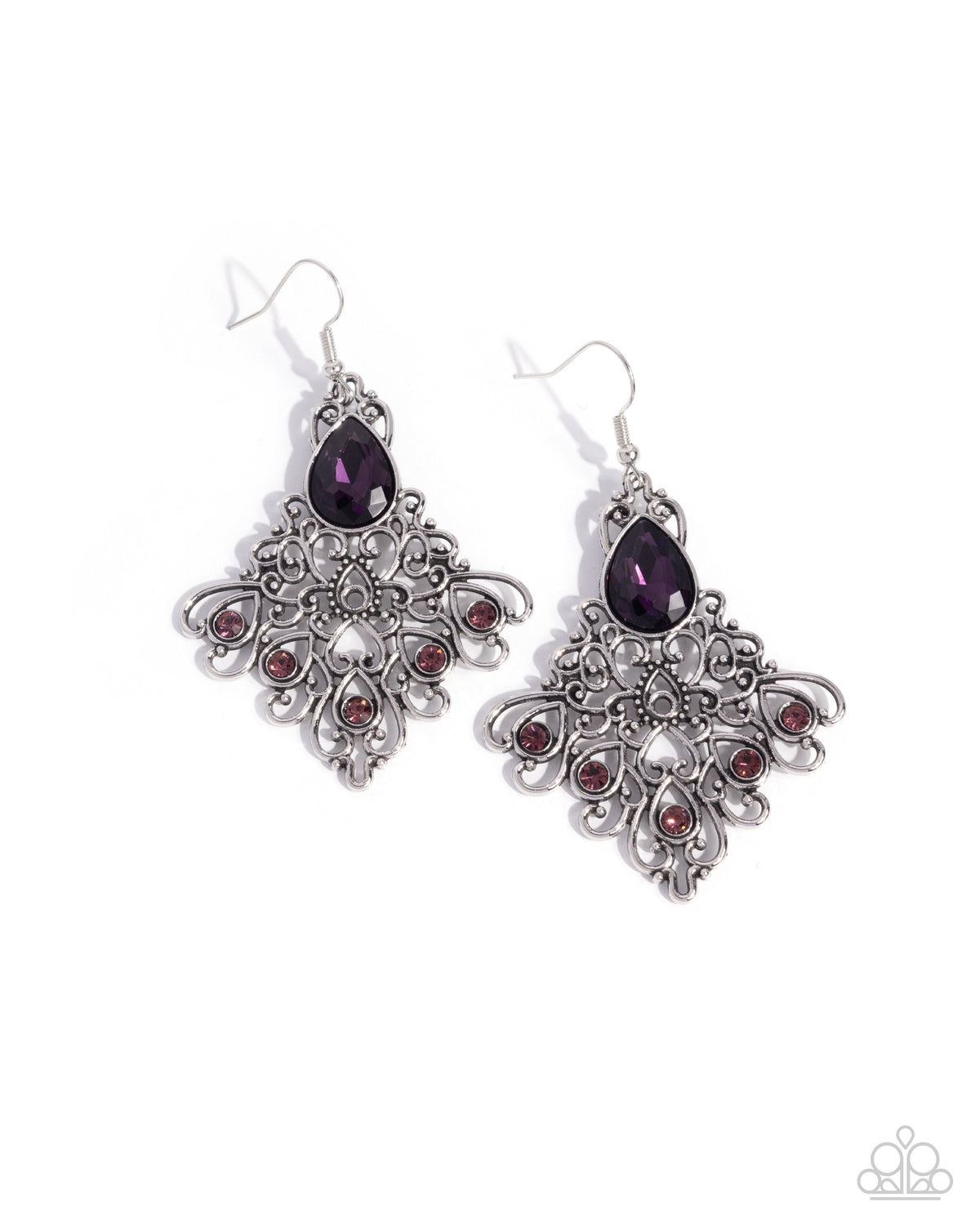 Lattice Legacy Purple Gem Earrings - Paparazzi Accessories- lightbox - CarasShop.com - Paparazzi Jewelry by Cara Jewels