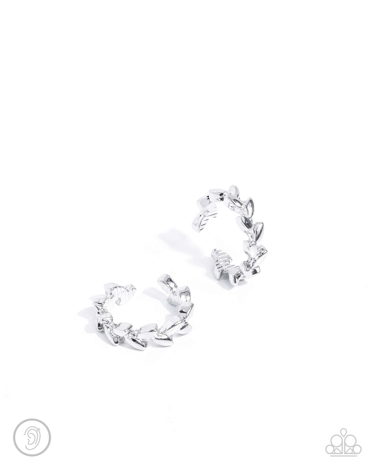 Laurel Limit Silver Cuff Earrings - Paparazzi Accessories- lightbox - CarasShop.com - Paparazzi Jewelry by Cara Jewels