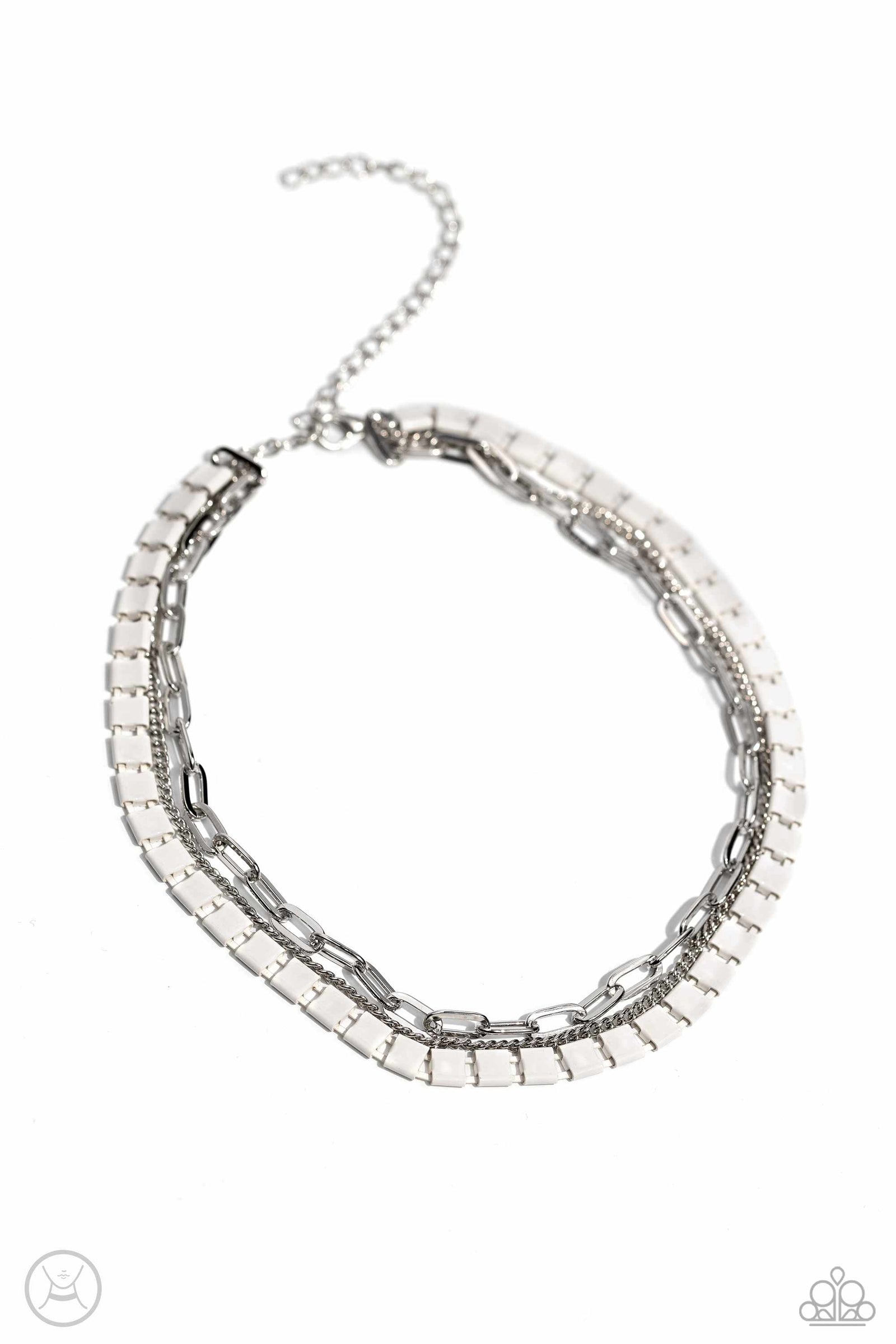 LAYER Of The Year White Choker - Paparazzi Accessories- lightbox - CarasShop.com - Paparazzi Jewelry by Cara Jewels