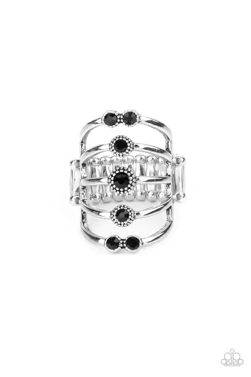 Layer On The Luster Black Ring - Paparazzi Accessories- lightbox - CarasShop.com - Paparazzi Jewelry by Cara Jewels