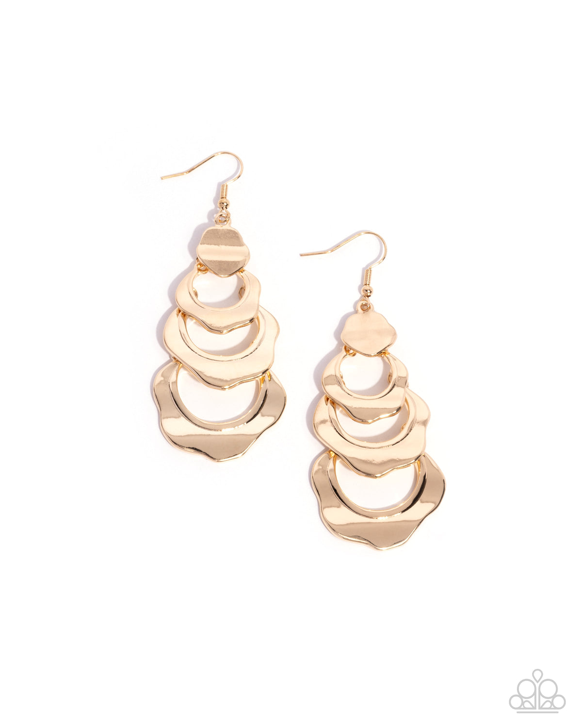 Layered Labor Gold Earrings - Paparazzi Accessories- lightbox - CarasShop.com - Paparazzi Jewelry by Cara Jewels