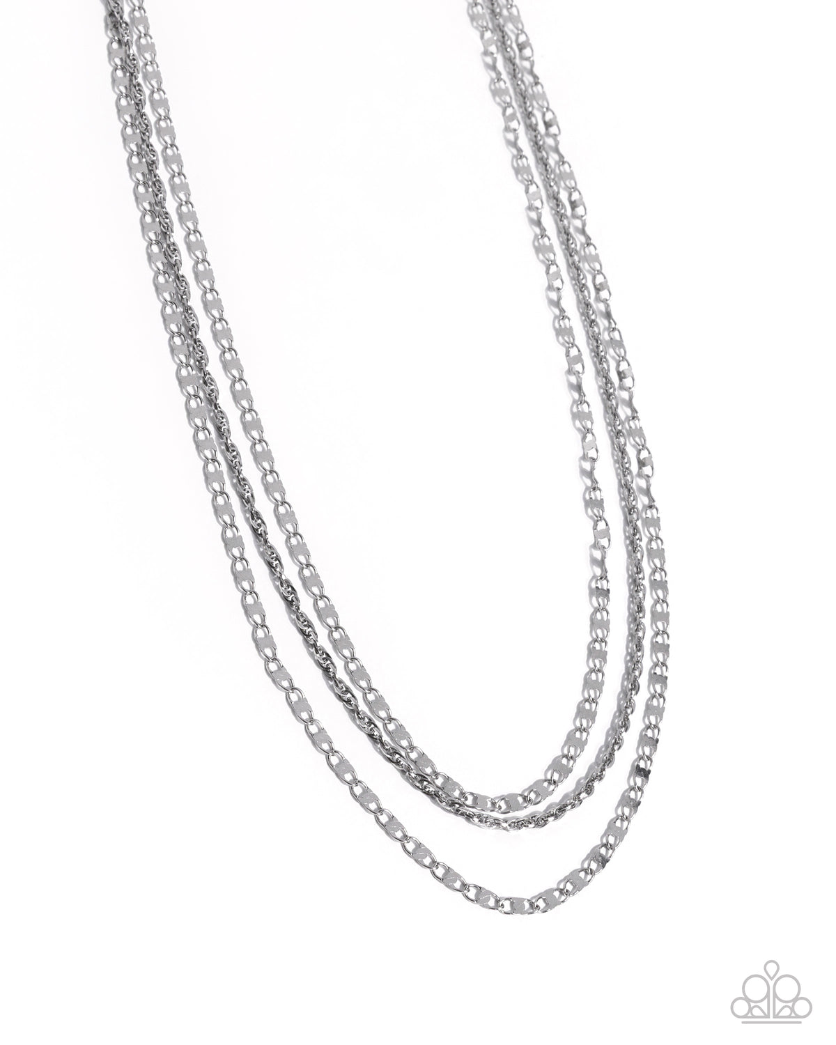 Layered Legend Silver Choker Necklace - Paparazzi Accessories- lightbox - CarasShop.com - Paparazzi Jewelry by Cara Jewels
