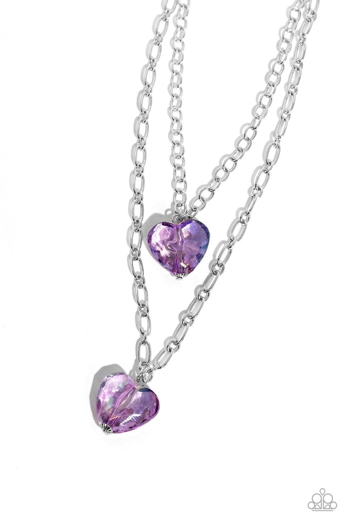 Layered Love Purple Gem Heart Necklace - Paparazzi Accessories- lightbox - CarasShop.com - Paparazzi Jewelry by Cara Jewels