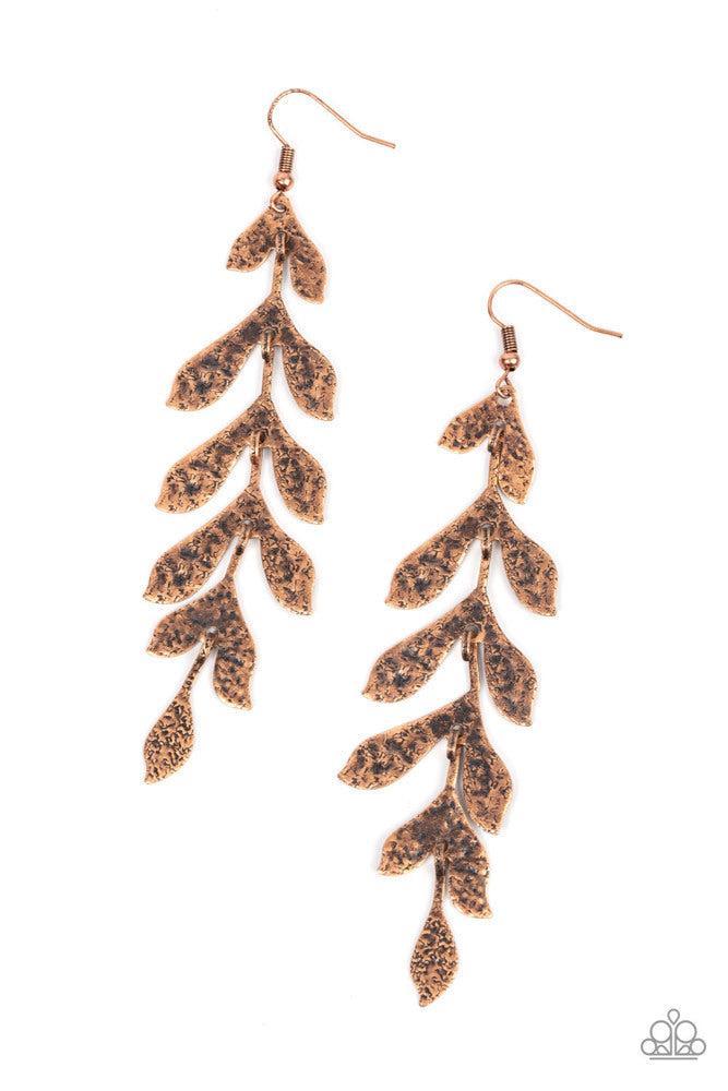Lead From The FROND Copper Earrings - Paparazzi Accessories- lightbox - CarasShop.com - Paparazzi Jewelry by Cara Jewels