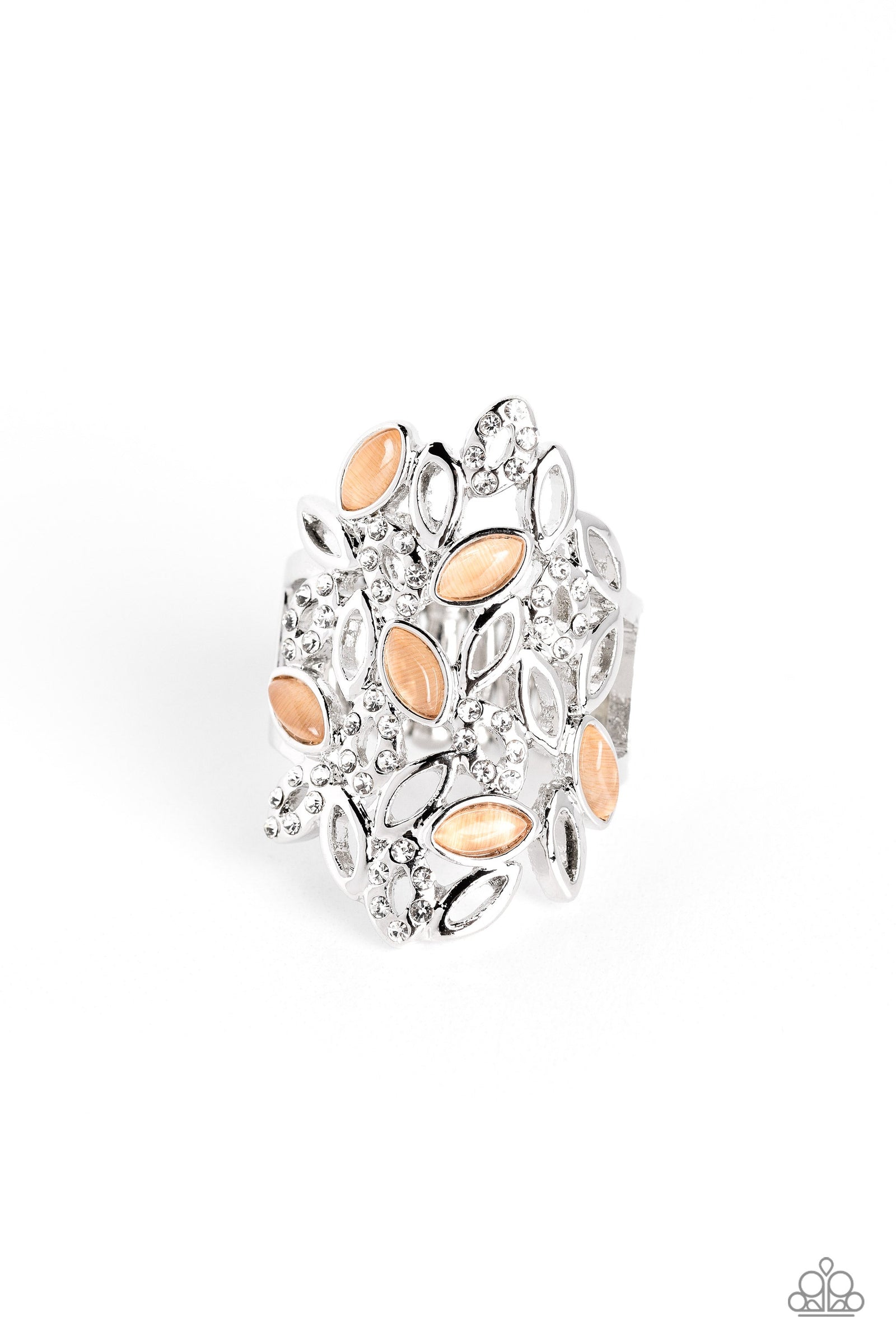 LEAF Home Orange Cat's Eye Stone Ring - Paparazzi Accessories- lightbox - CarasShop.com - Paparazzi Jewelry by Cara Jewels