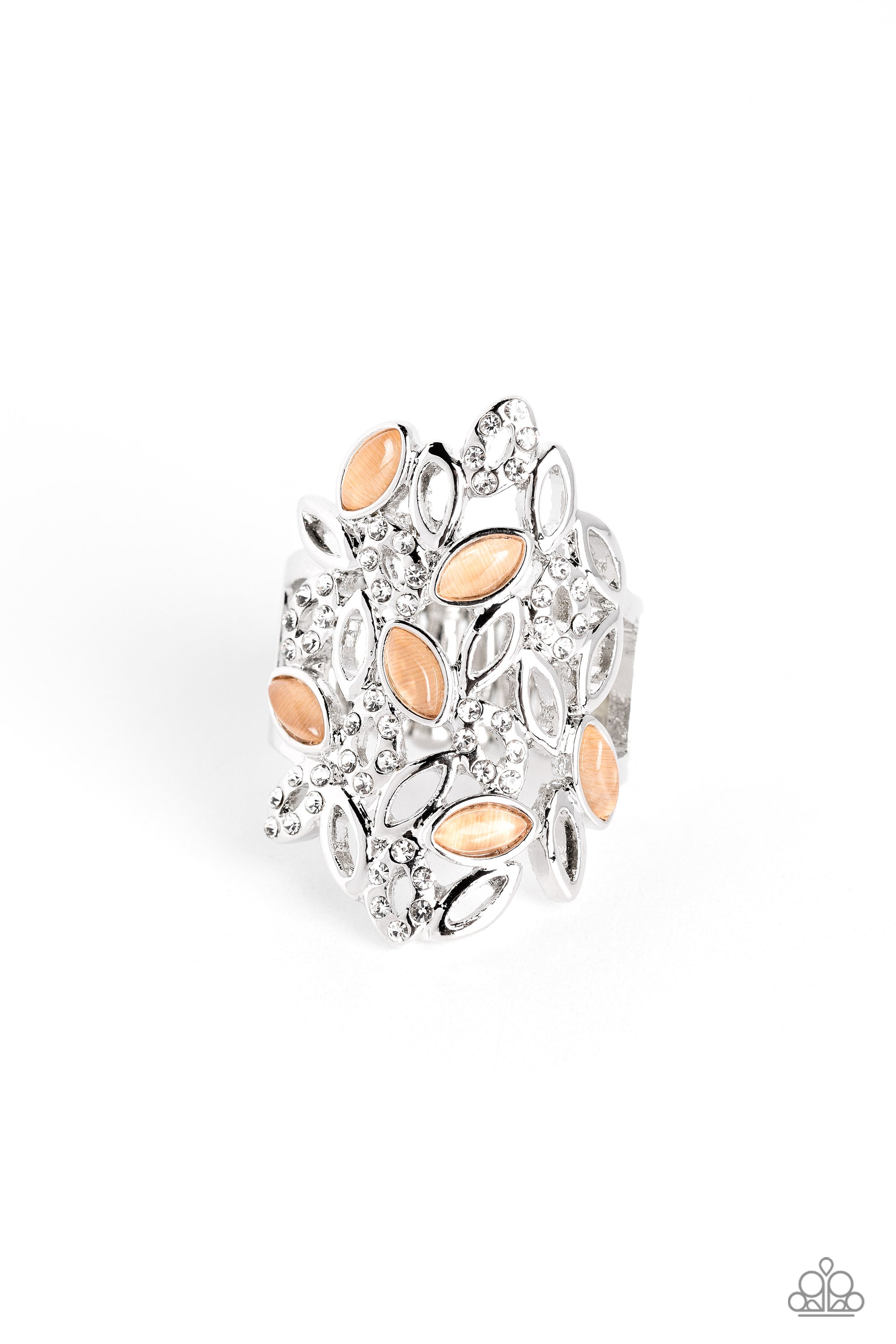 LEAF Home Orange Cat's Eye Stone Ring - Paparazzi Accessories- lightbox - CarasShop.com - Paparazzi Jewelry by Cara Jewels