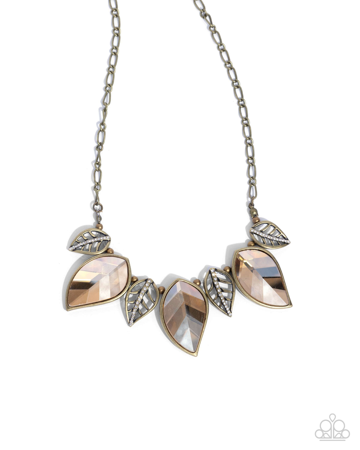 Leafy Leader Brass & Brown Gem Necklace - Paparazzi Accessories- lightbox - CarasShop.com - Paparazzi Jewelry by Cara Jewels