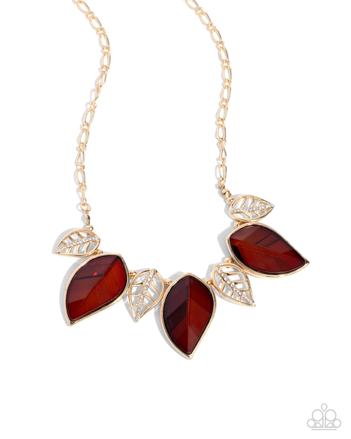 Leafy Leader Brown Gem & Gold Necklace - Paparazzi Accessories- lightbox - CarasShop.com - Paparazzi Jewelry by Cara Jewels