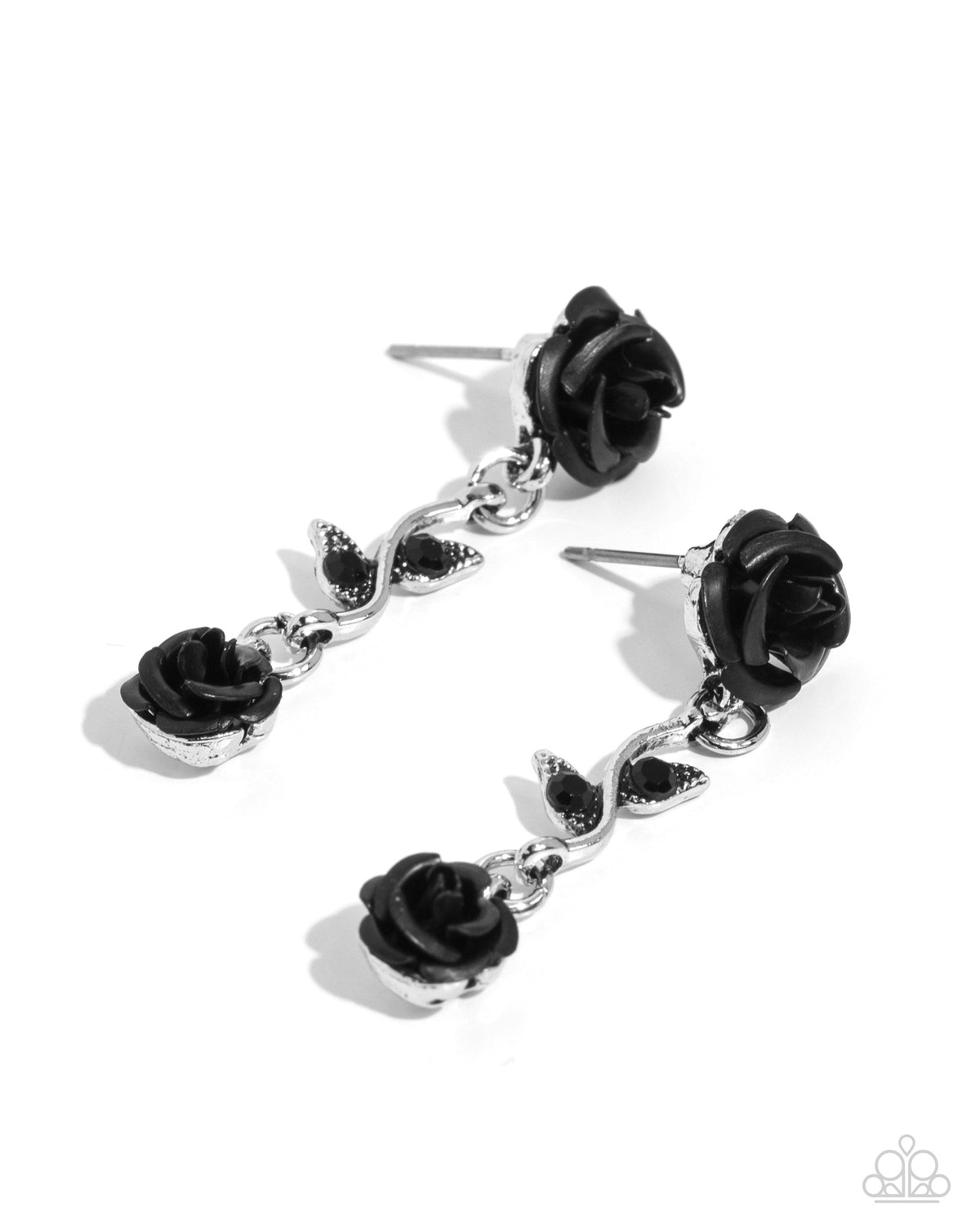 Led by the ROSE Black Floral Earrings - Paparazzi Accessories- lightbox - CarasShop.com - Paparazzi Jewelry by Cara Jewels