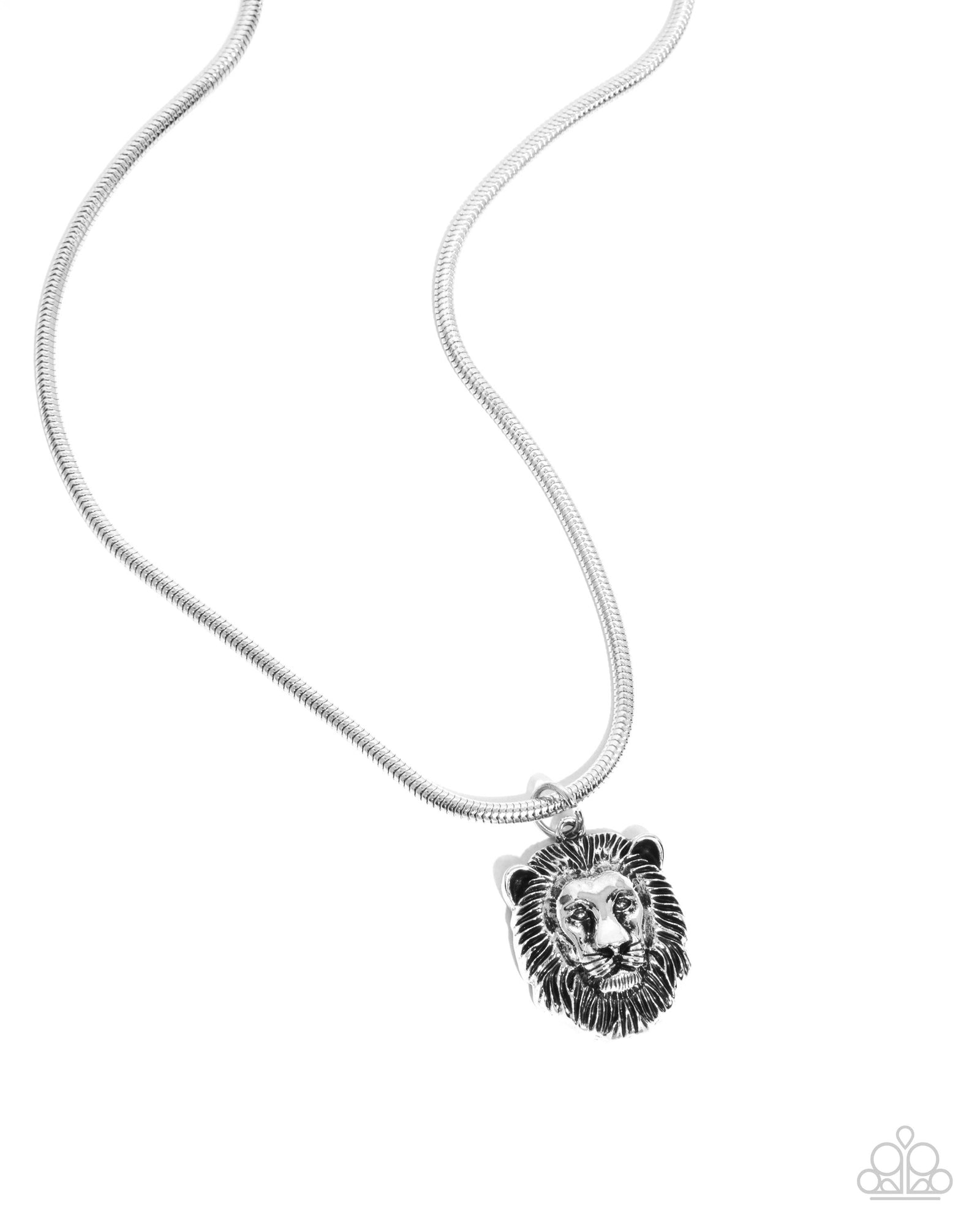 Leo Leader Silver Men's Lion Necklace - Paparazzi Accessories- lightbox - CarasShop.com - Paparazzi Jewelry by Cara Jewels