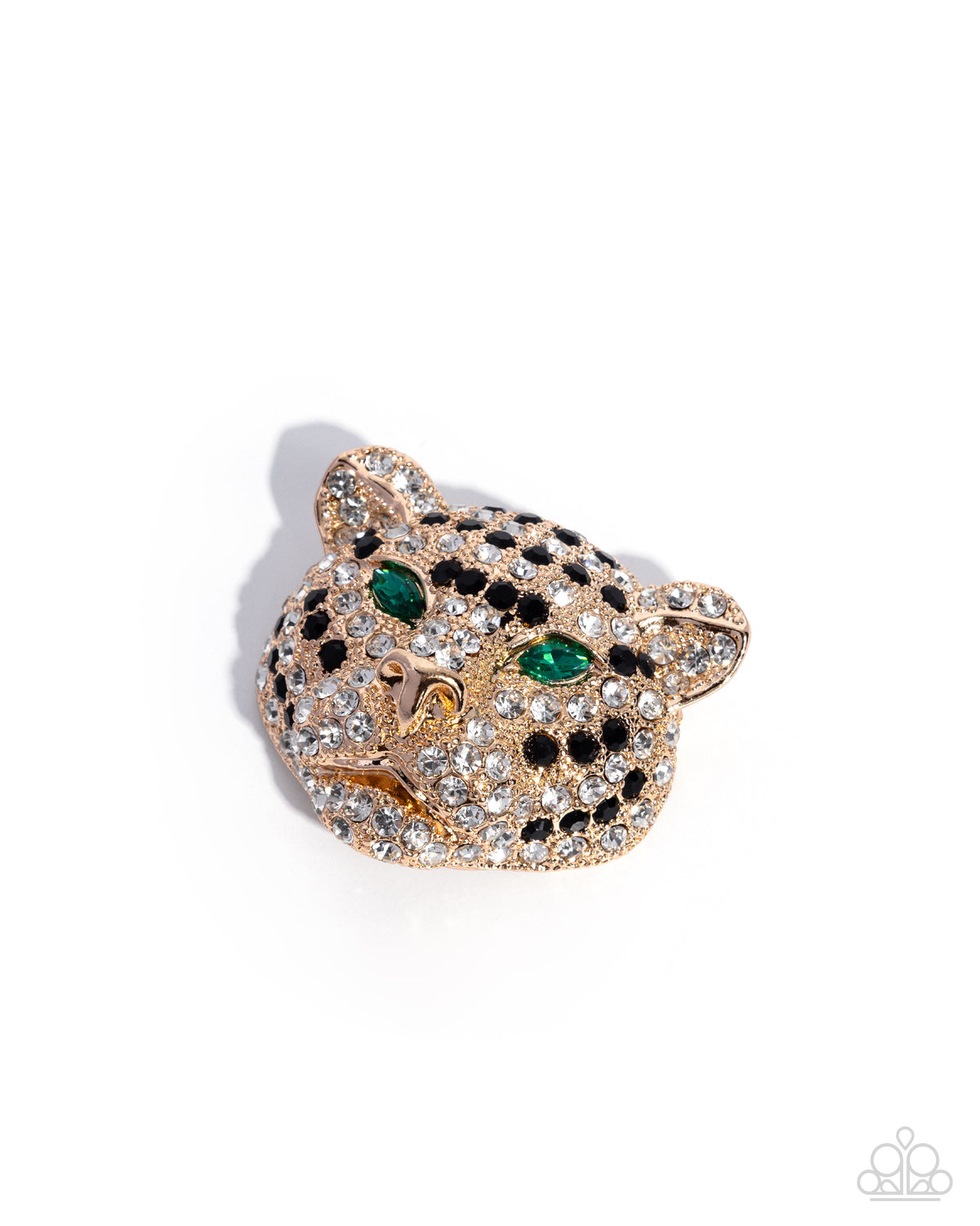 Leopard Location Gold & Multi Rhinestone Brooch - Paparazzi Accessories- lightbox - CarasShop.com - Paparazzi Jewelry by Cara Jewels