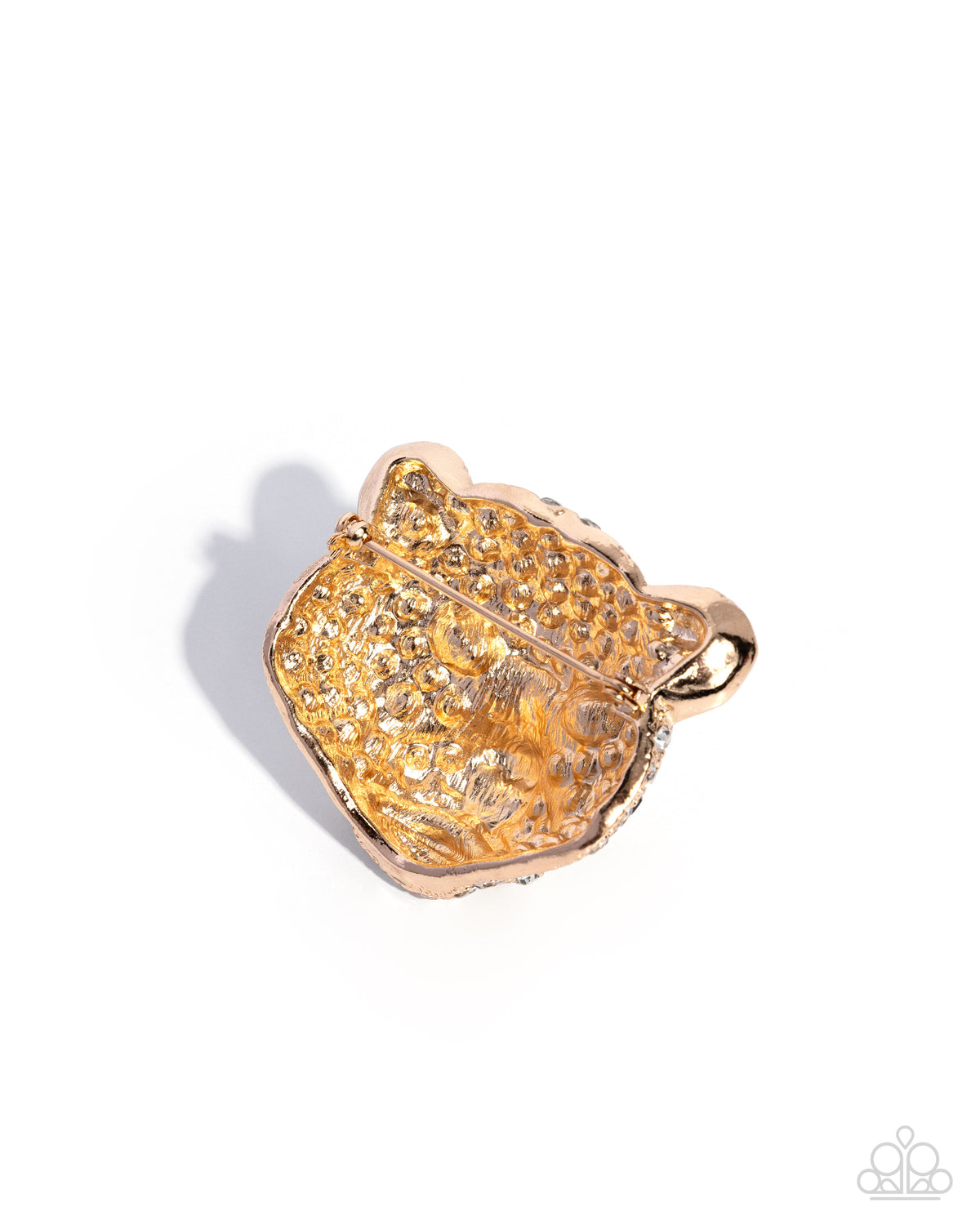 Leopard Location Gold & Multi Rhinestone Brooch - Paparazzi Accessories-on model - CarasShop.com - Paparazzi Jewelry by Cara Jewels