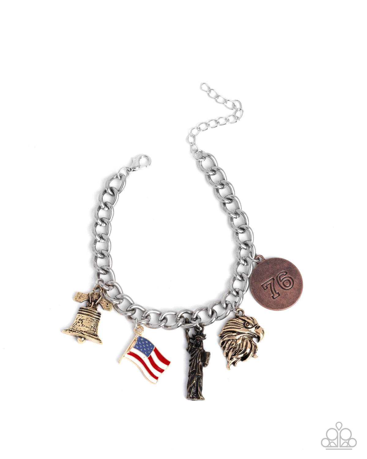 Liberty Legacy Multi Patriotic Charm Bracelet - Paparazzi Accessories- lightbox - CarasShop.com - Paparazzi Jewelry by Cara Jewels