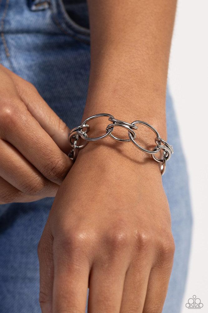 LINK or Swim Silver Bracelet - Paparazzi Accessories- lightbox - CarasShop.com - Paparazzi Jewelry by Cara Jewels