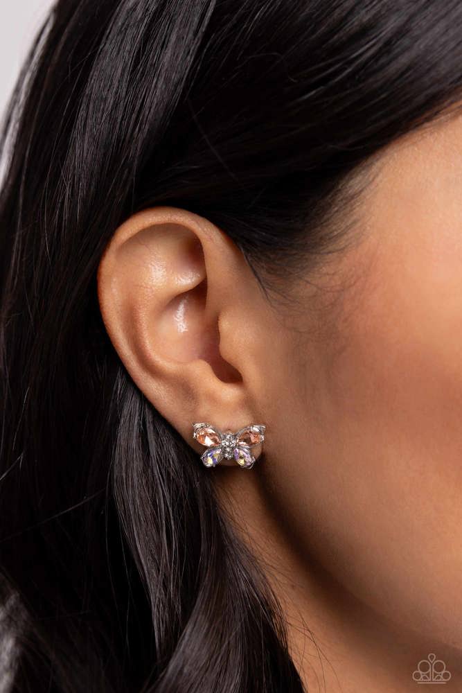 Live to FLIGHT Another Day Orange Earrings - Paparazzi Accessories- on model - CarasShop.com - Paparazzi Jewelry by Cara Jewels