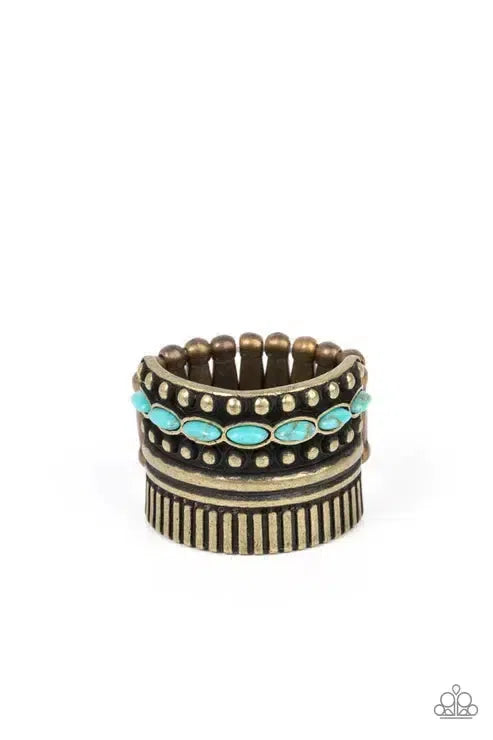 Local Flavor Brass Ring - Paparazzi Accessories- lightbox - CarasShop.com - Paparazzi Jewelry by Cara Jewels