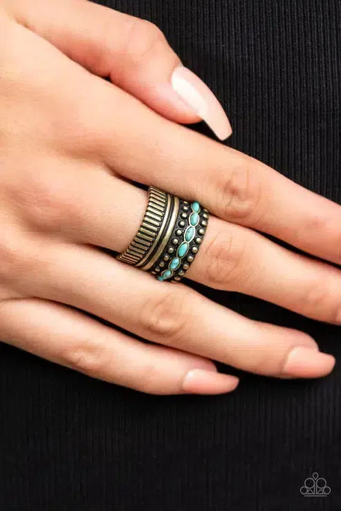 Local Flavor Brass Ring - Paparazzi Accessories-on model - CarasShop.com - Paparazzi Jewelry by Cara Jewels