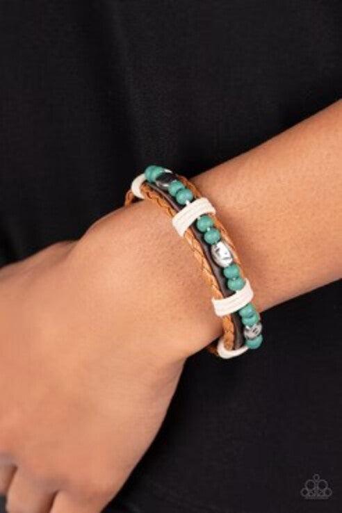 Lodge Luxe Blue Bracelet - Paparazzi Accessories- on model - CarasShop.com - Paparazzi Jewelry by Cara Jewels