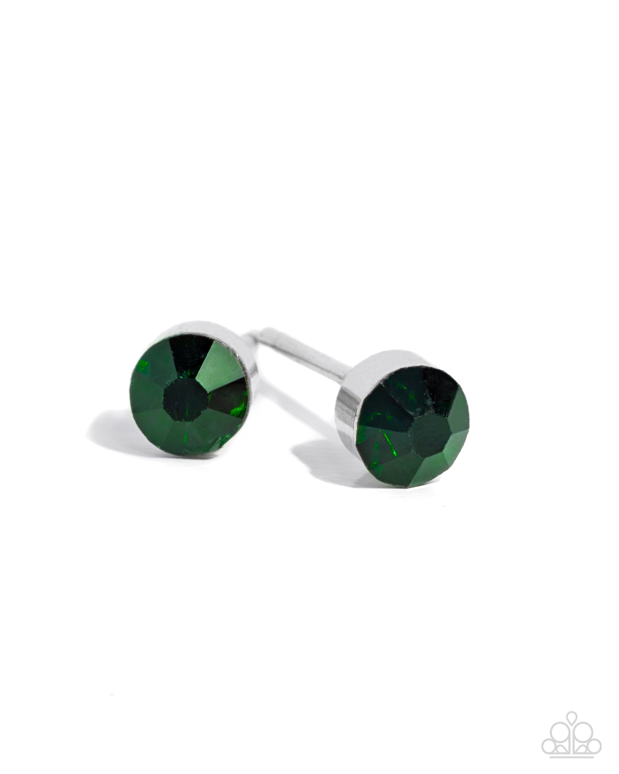 Logical Light Emerald Green Rhinestone Stud Post Earrings - Paparazzi Accessories- lightbox - CarasShop.com - Paparazzi Jewelry by Cara Jewels