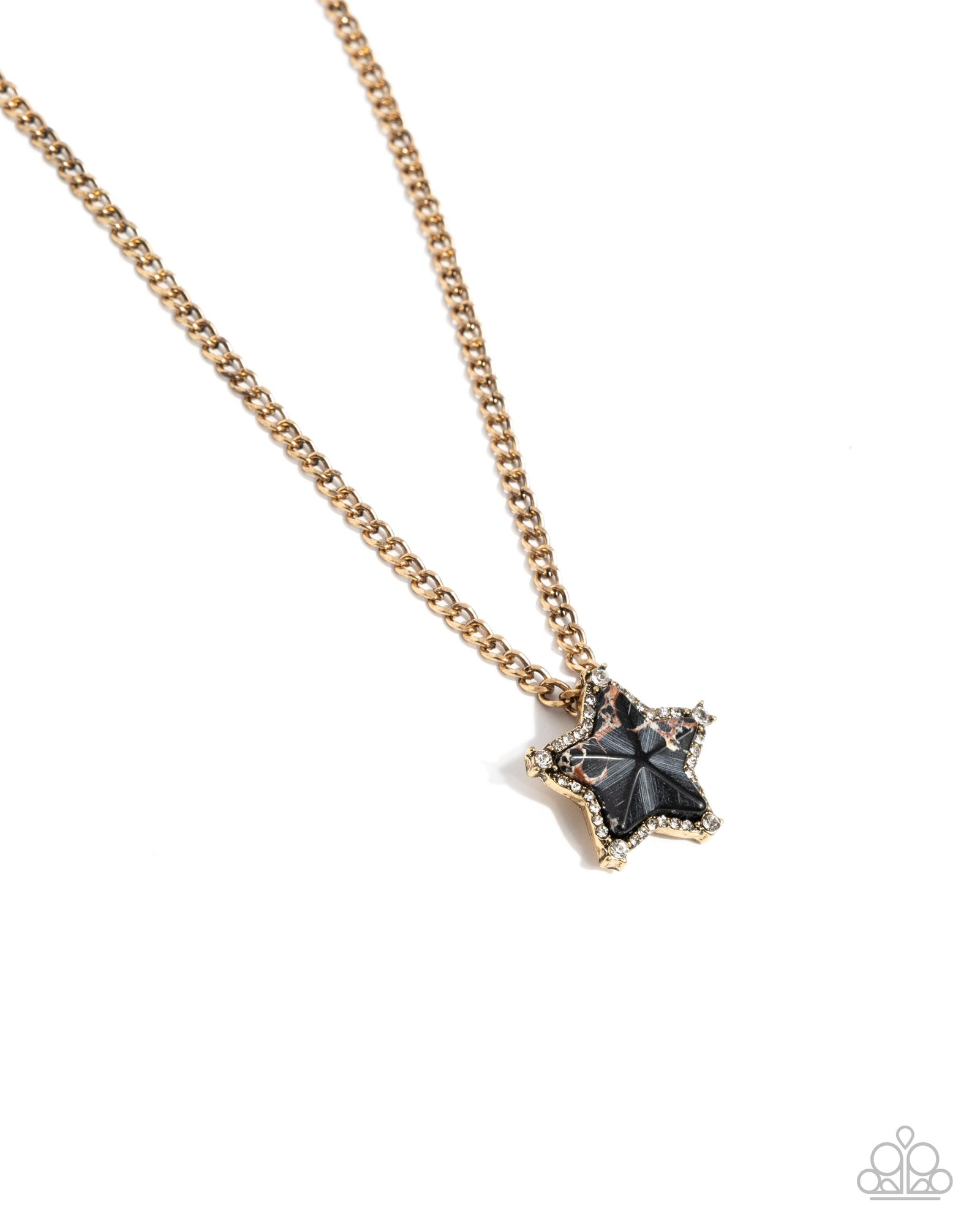 Lone Star Story Black Marble & Gold Necklace - Paparazzi Accessories- lightbox - CarasShop.com - Paparazzi Jewelry by Cara Jewels