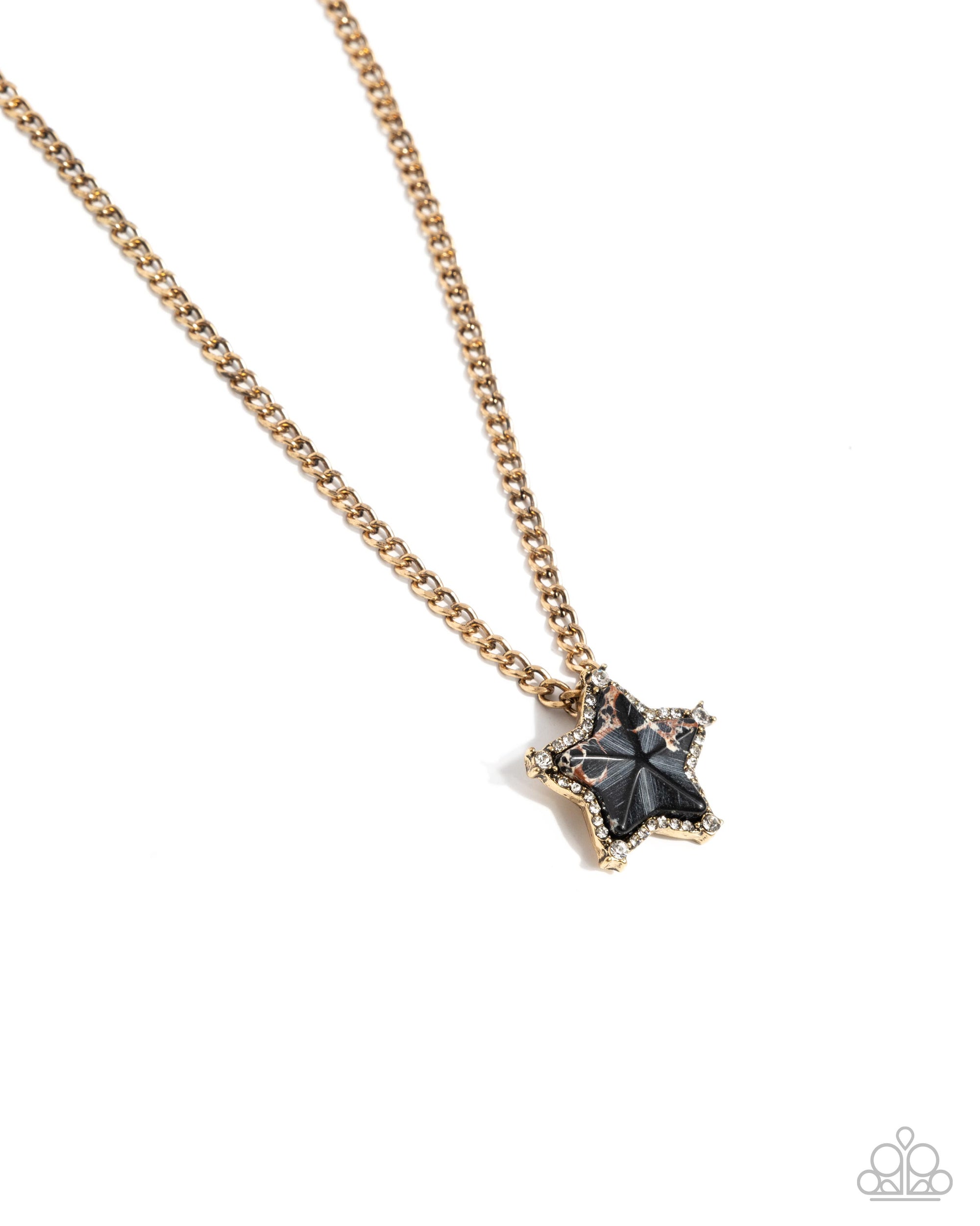 Lone Star Story Black Marble & Gold Necklace - Paparazzi Accessories- lightbox - CarasShop.com - Paparazzi Jewelry by Cara Jewels