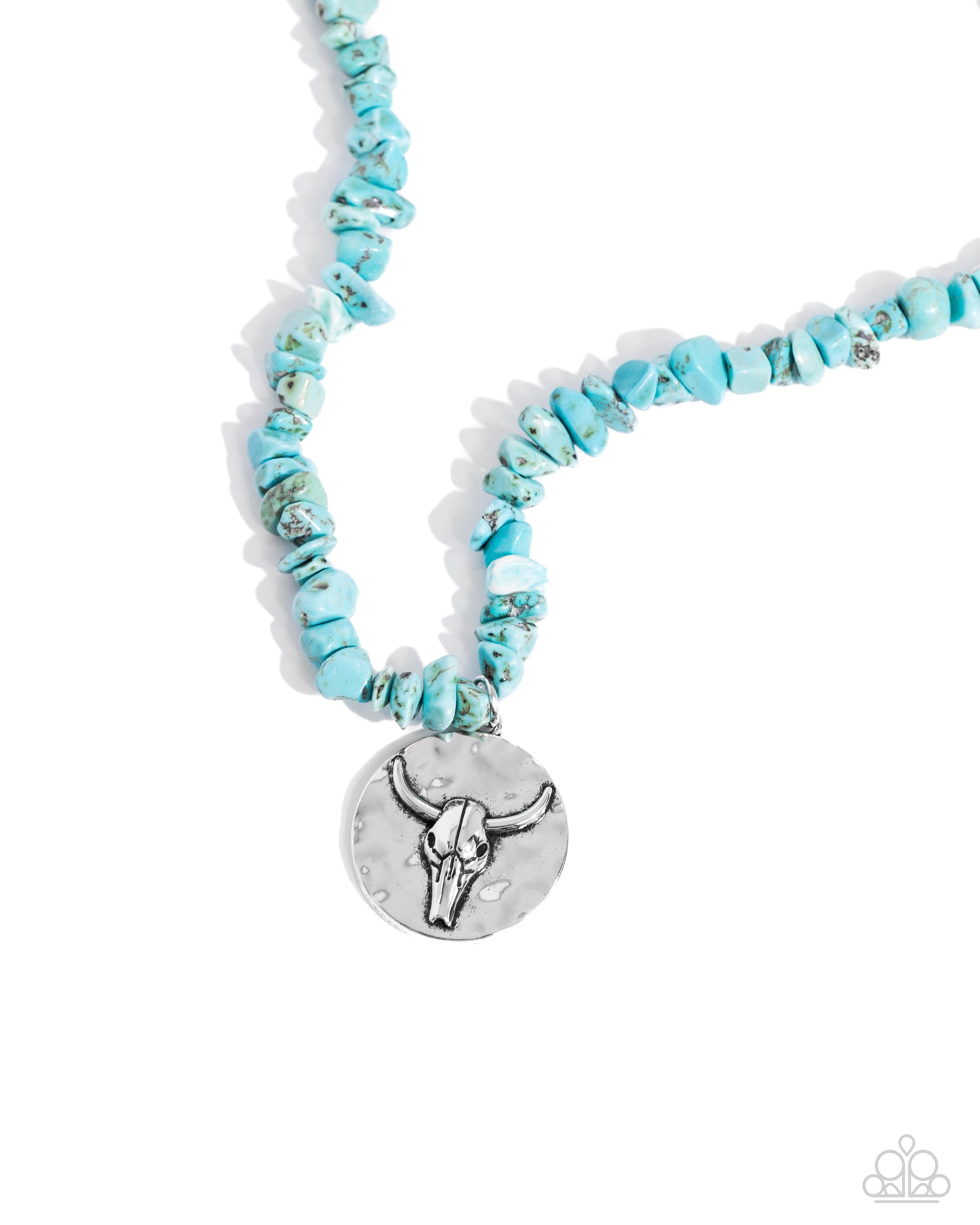 Longhorn Leader Turquoise Blue Stone Necklace - Paparazzi Accessories- lightbox - CarasShop.com - Paparazzi Jewelry by Cara Jewels