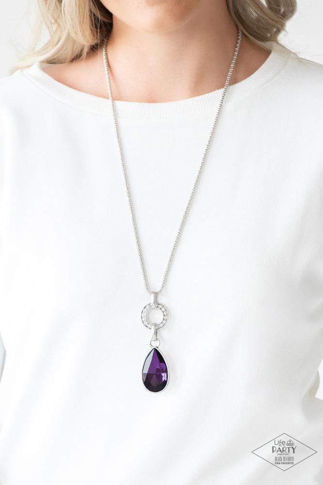 Lookin' Like A Million Purple Gem Necklace - Paparazzi Accessories- on model - CarasShop.com - Paparazzi Jewelry by Cara Jewels