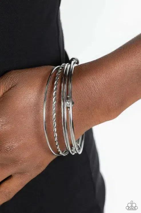 Lost and Found Silver Bracelet - Paparazzi Accessories-on model - CarasShop.com - Paparazzi Jewelry by Cara Jewels