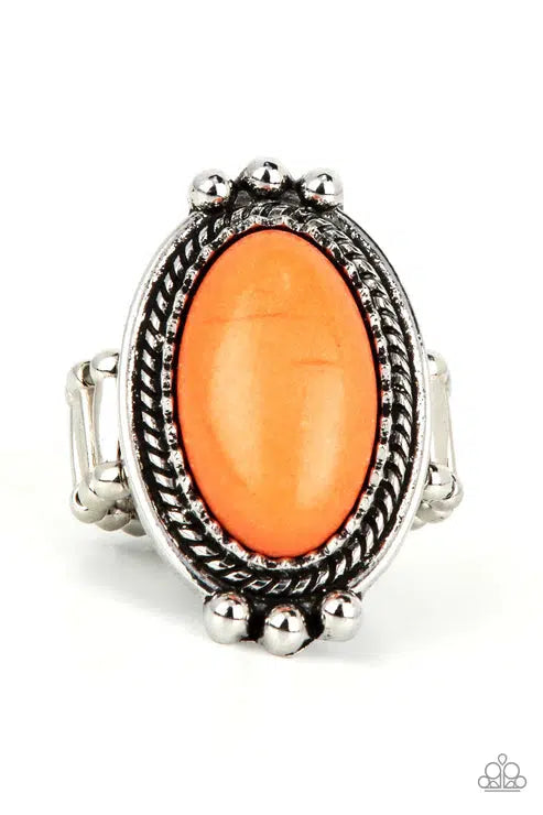Lost In Sagebrush Orange Ring - Paparazzi Accessories- lightbox - CarasShop.com - Paparazzi Jewelry by Cara Jewels