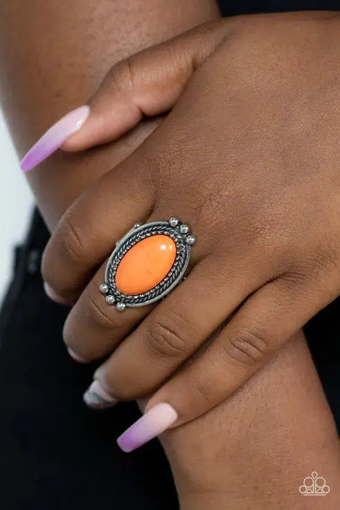 Lost In Sagebrush Orange Ring - Paparazzi Accessories- lightbox - CarasShop.com - Paparazzi Jewelry by Cara Jewels