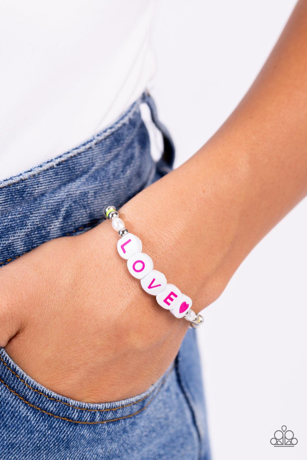 Love Language Multi Inspirational Bracelet - Paparazzi Accessories- on model - CarasShop.com - Paparazzi Jewelry by Cara Jewels