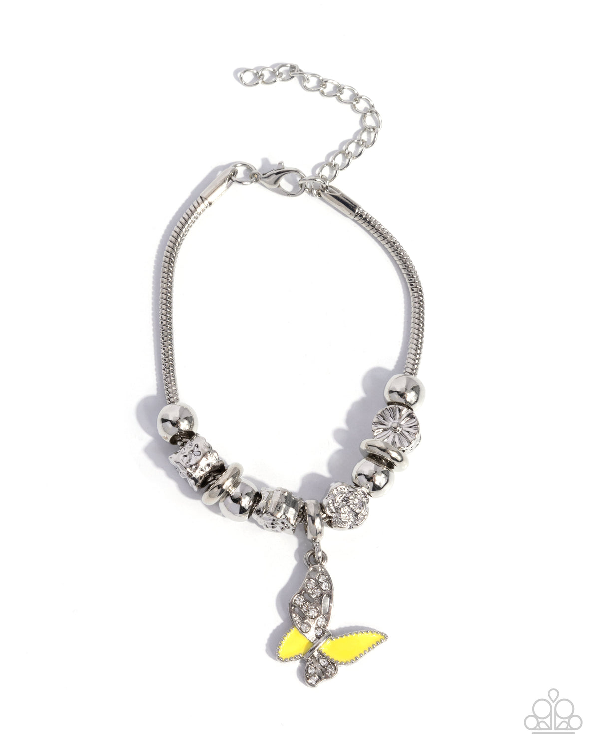 Luminescent Landing Yellow Butterfly Bracelet - Paparazzi Accessories- lightbox - CarasShop.com - Paparazzi Jewelry by Cara Jewels