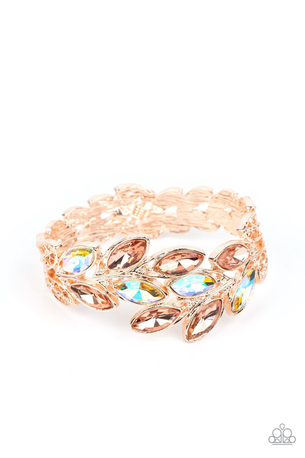 Luminous Laurels Rose Gold Bracelet - Paparazzi Accessories- lightbox - CarasShop.com - Paparazzi Jewelry by Cara Jewels