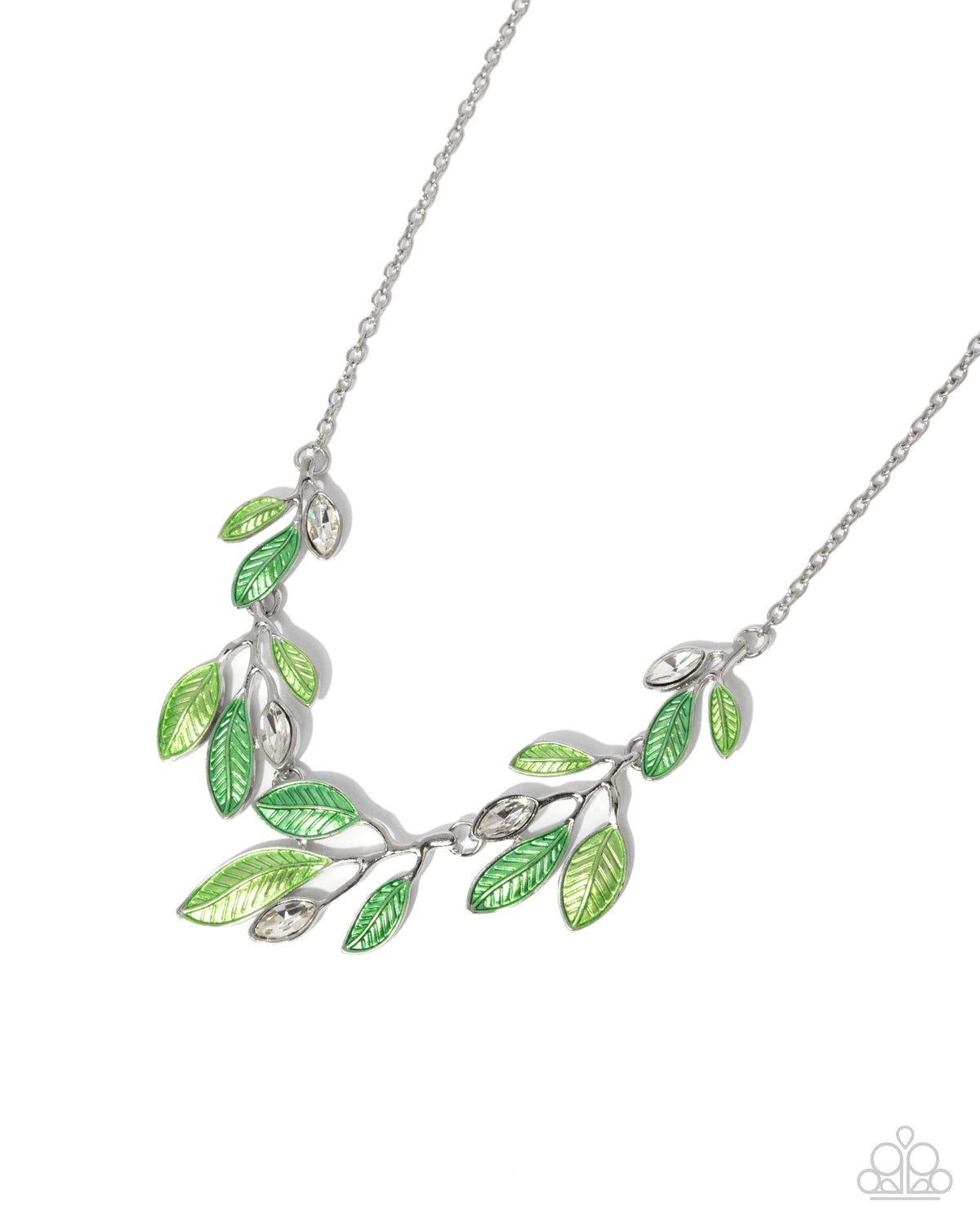 Lyrical Leaves Green Necklace - Paparazzi Accessories- lightbox - CarasShop.com - Paparazzi Jewelry by Cara Jewels