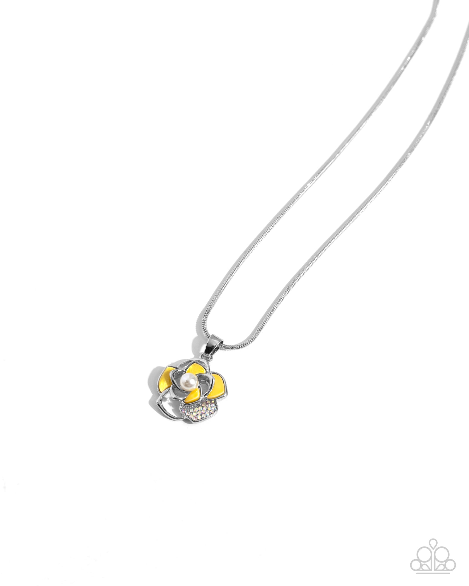 Mademoi-SHELL Magic Yellow Flower Necklace & Ring Set - Paparazzi Accessories- lightbox - CarasShop.com - Paparazzi Jewelry by Cara Jewels