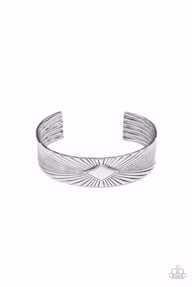Magnate Mecca Men's Silver Cuff Bracelet - Paparazzi Accessories- lightbox - CarasShop.com - Paparazzi Jewelry by Cara Jewels