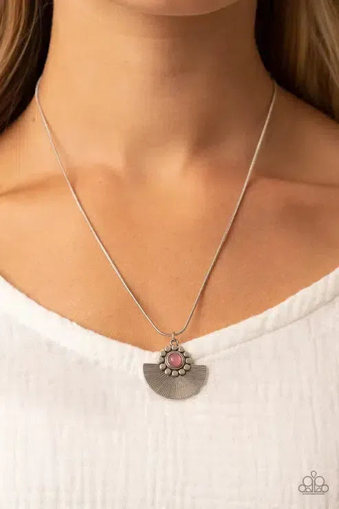 Magnificent Manifestation Pink Necklace - Paparazzi Accessories-on model - CarasShop.com - Paparazzi Jewelry by Cara Jewels