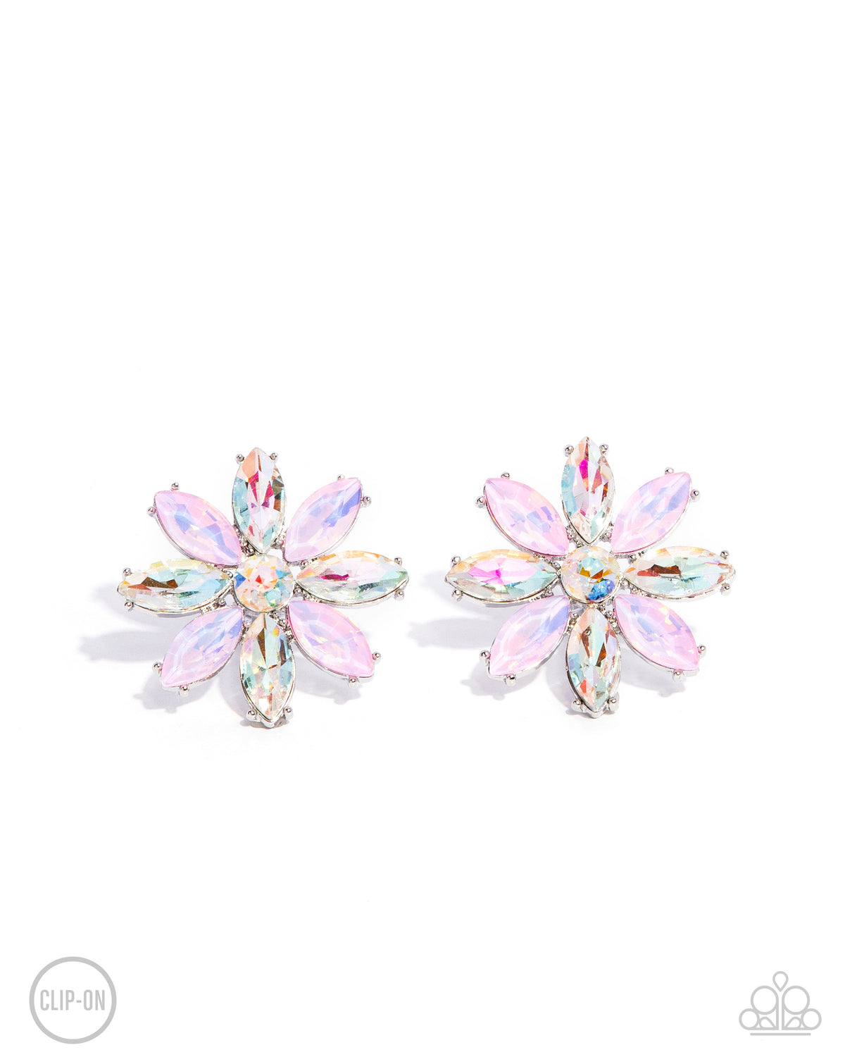 Maiden Makeover Pink Gem Clip-On Earrings - Paparazzi Accessories- lightbox - CarasShop.com - Paparazzi Jewelry by Cara Jewels