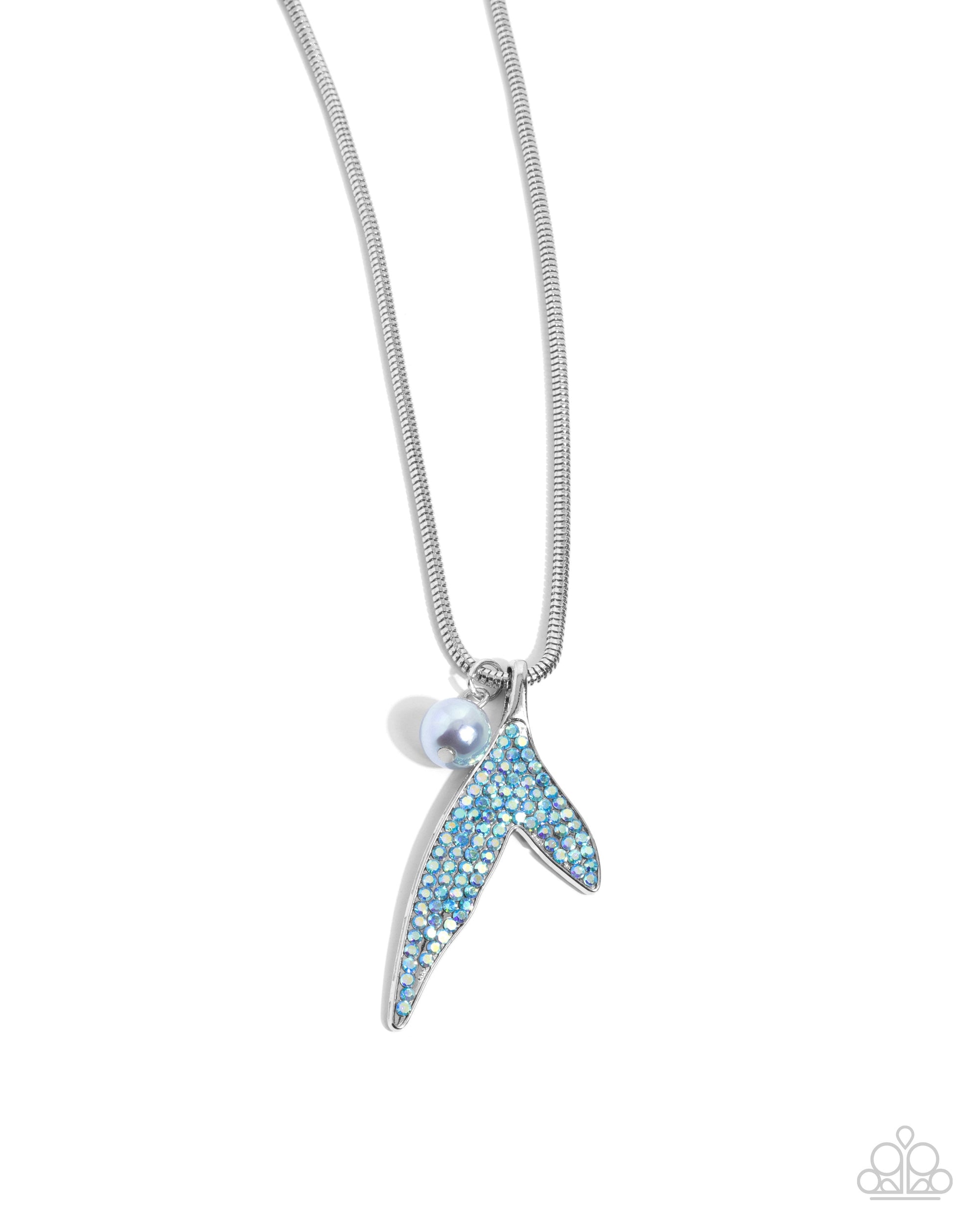 Maiden Mermaid Blue Rhinestone Necklace - Paparazzi Accessories- lightbox - CarasShop.com - Paparazzi Jewelry by Cara Jewels