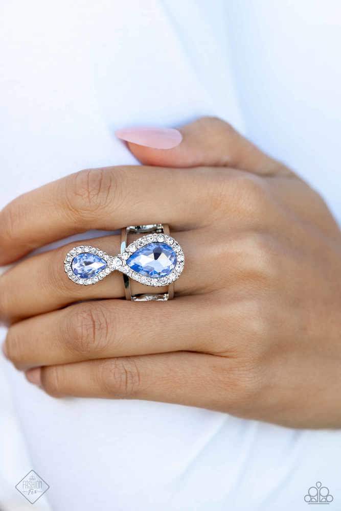 Majestic Manifestation Blue Ring - Paparazzi Accessories- on model - CarasShop.com - Paparazzi Jewelry by Cara Jewels
