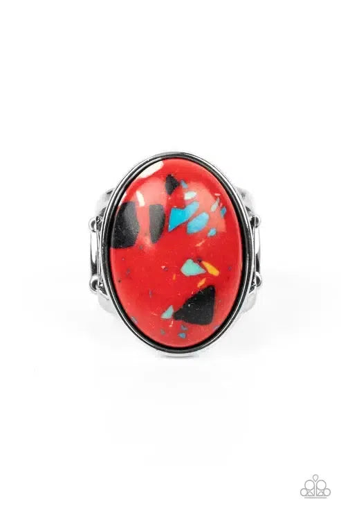 Majestic Marbling Red Ring - Paparazzi Accessories- lightbox - CarasShop.com - Paparazzi Jewelry by Cara Jewels
