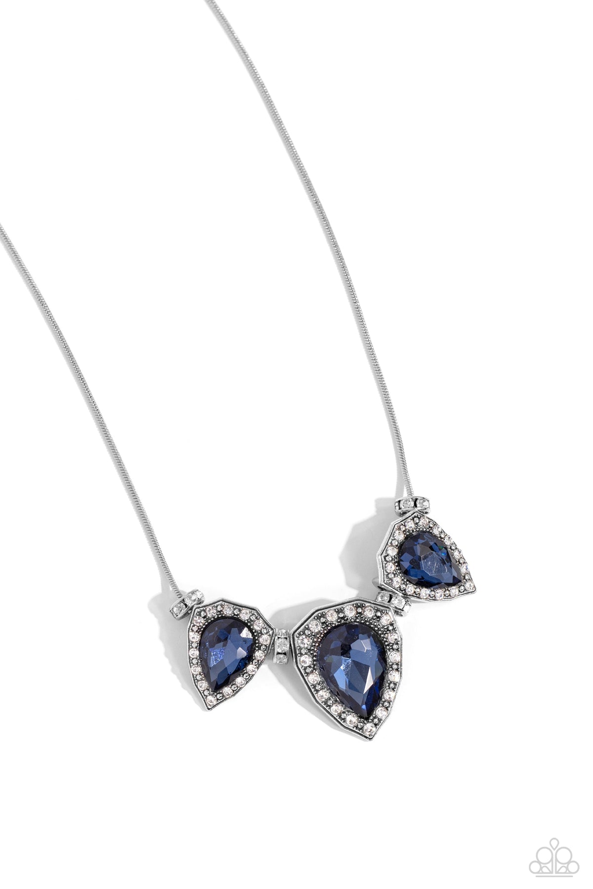 Majestic Met Ball Blue Rhinestone Necklace - Paparazzi Accessories- lightbox - CarasShop.com - Paparazzi Jewelry by Cara Jewels