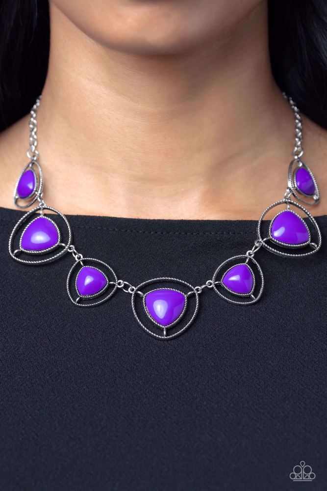 Make A Point Purple Necklace - Paparazzi Accessories- on model - CarasShop.com - Paparazzi Jewelry by Cara Jewels