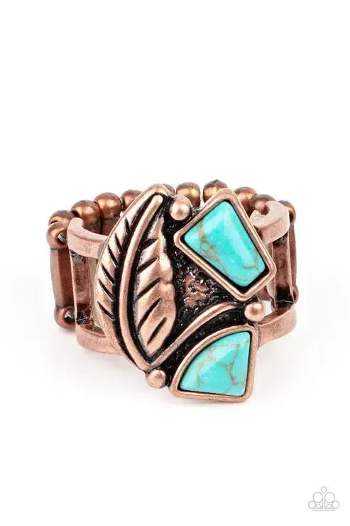 Make The NEST of It Copper & Turquoise Ring - Paparazzi Accessories- lightbox - CarasShop.com - Paparazzi Jewelry by Cara Jewels