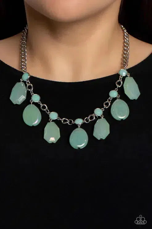 Maldives Mural Green Necklace - Paparazzi Accessories-on model - CarasShop.com - Paparazzi Jewelry by Cara Jewels